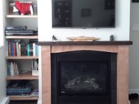 finished fireplace surround shelves